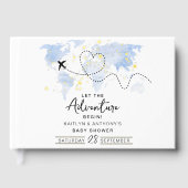 「冒険を始めよう!」 旅行マップ赤ちゃんシャワー ゲストブック (正面)