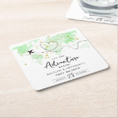 「冒険を始めよう！」 旅行マップ赤ちゃんシャワー スクエアペーパーコースター (アングル)