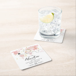 「冒険を始めよう！」 旅行マップ赤ちゃんシャワー スクエアペーパーコースター