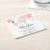 「冒険を始めよう!」 旅行マップ赤ちゃんシャワー スクエアペーパーコースター (アングル)