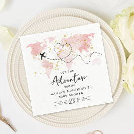 「冒険を始めよう！」 旅行マップ赤ちゃんシャワー スタンダードカクテルナプキン