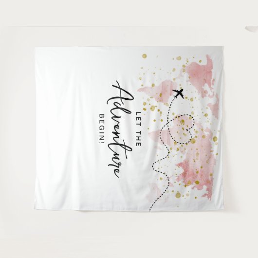 「冒険を始めよう！」 旅行マップ赤ちゃんシャワー タペストリー (正面(横))