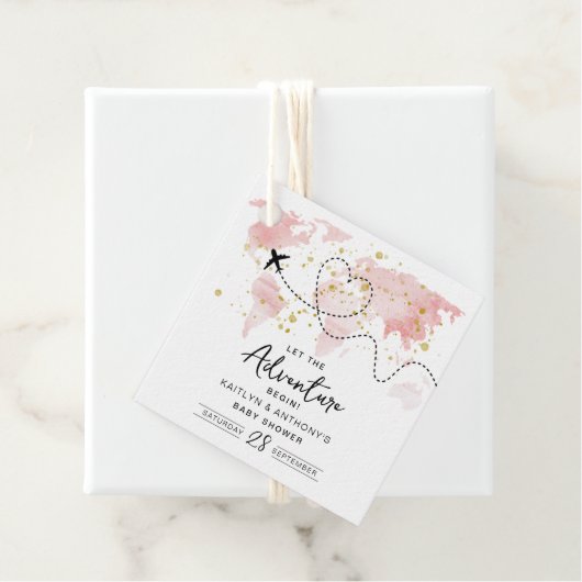 「冒険を始めよう！」 旅行マップ赤ちゃんシャワー フェイバータグ (インサイチュ)