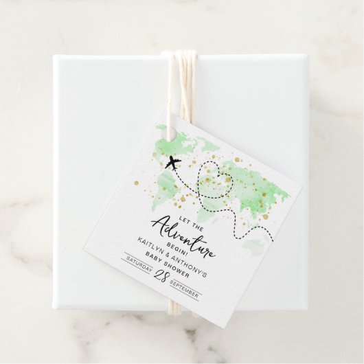 「冒険を始めよう！」 旅行マップ赤ちゃんシャワー フェイバータグ (インサイチュ)