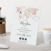 「冒険を始めよう！」 旅行マップ赤ちゃんシャワー 台座サイン (インサイチュ)