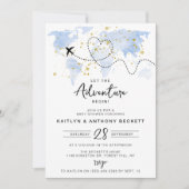 「冒険を始めよう！」 旅行マップ赤ちゃんシャワー 招待状 (正面)