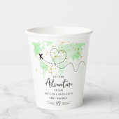 「冒険を始めよう！」 旅行マップ赤ちゃんシャワー 紙コップ (正面)