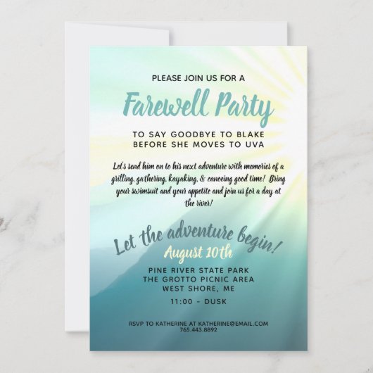 冒険を始めるお別れパーティの招待状 招待状 (正面)