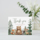 冒険を始めるウッドランド・ボーイ・ベイビー・シャワー サンキューカード (スタンド正面)
