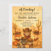 冒険を始めるカウボーイ赤ちゃんシャワー少年 招待状 (正面)