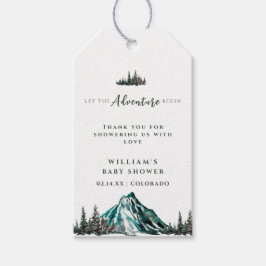冒険を始める山の松の赤ちゃんシャワー ギフトタグ
