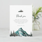 冒険を始める山の松の赤ちゃんシャワー サンキューカード (スタンド正面)