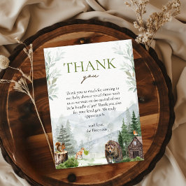 冒険を始める山の男の子の赤ちゃんシャワー サンキューカード