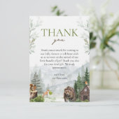 冒険を始める山の男の子の赤ちゃんシャワー サンキューカード (スタンド正面)