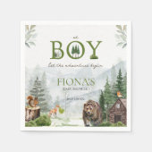 冒険を始める山の男の子の赤ちゃんシャワー スタンダードカクテルナプキン (正面)