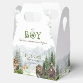 冒険を始める山の男の子の赤ちゃんシャワー フェイバーボックス (オープン)