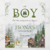 冒険を始める山の男の子の赤ちゃんシャワー ワインラベル (シングルラベル)