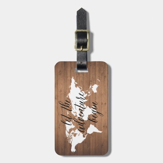 冒険を始める木材の世界マップ荷物タグ ラゲッジタグ (正面縦)