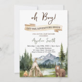 冒険を始める男の子の冒険ベイビーシャワー 招待状 (正面)