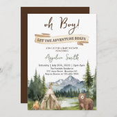 冒険を始める男の子の冒険ベイビーシャワー 招待状 (正面/裏面)