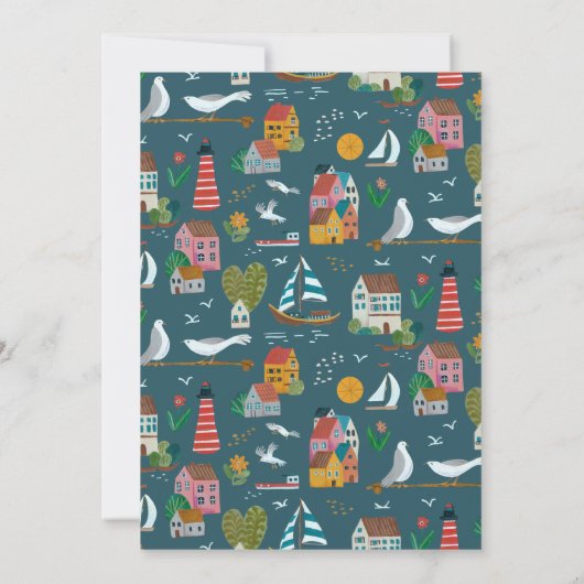 冒険を始める男の子の赤ちゃんのシャワーパーティー 招待状 (裏面)