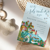 冒険を始める男の子の赤ちゃんのシャワーパーティー 招待状