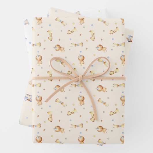 冒険を始める男の子ベビーおもちゃ赤ちゃんシャワー ラッピングペーパーシート (インサイチュ)