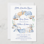 冒険を始める男の子ベビーおもちゃ赤ちゃんシャワー 招待状 (正面)