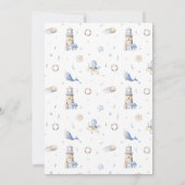 冒険を始める男の子ベビーおもちゃ赤ちゃんシャワー 招待状 (裏面)