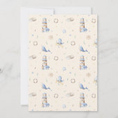 冒険を始める男の子ベビーおもちゃ赤ちゃんシャワー 招待状 (裏面)