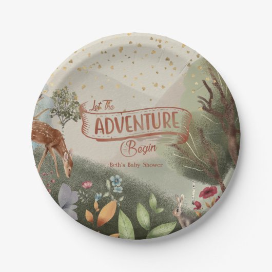 冒険を始める色鉛筆の赤ちゃんシャワー ペーパープレート (正面)