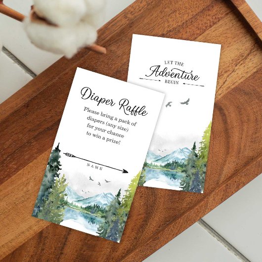 冒険を始める赤ちゃんシャワーおむつラッフル エンクロージャーカード