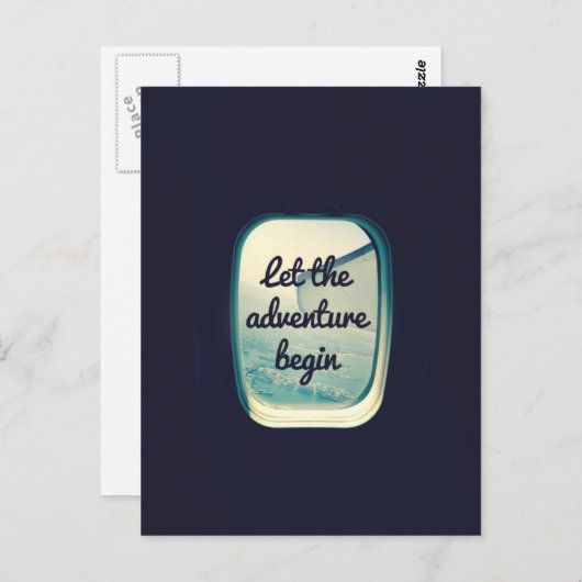 冒険を始める – 旅行引用文 ポストカード (正面/裏面)