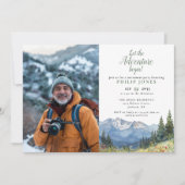 冒険を山の写真の引退に始める 招待状 (正面)