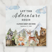 冒険を山の男の子の赤ちゃんのシャワーを始める フェイバータグ (裏面)