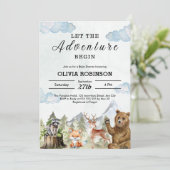 冒険を山の男の子の赤ちゃんのシャワーを始める 招待状 (スタンド正面)