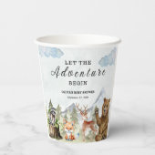 冒険を山の男の子の赤ちゃんのシャワーを始める 紙コップ (裏面)