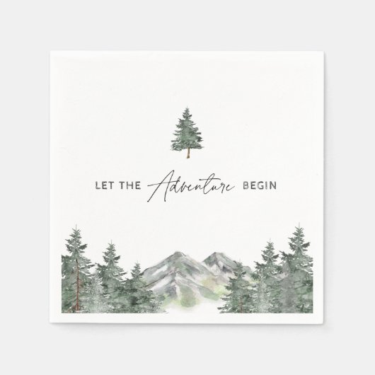 冒険を山の男の子の赤ちゃんシャワーを始める スタンダードカクテルナプキン (正面)