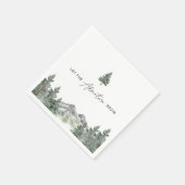 冒険を山の男の子の赤ちゃんシャワーを始める スタンダードカクテルナプキン (角)