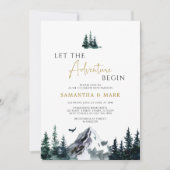 冒険を山の男の子の赤ちゃんシャワーを始める 招待状 (正面)