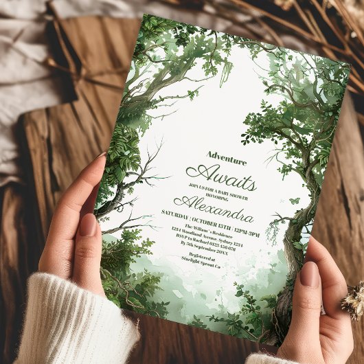 冒険を山の男の子の赤ちゃんシャワーを始める 招待状