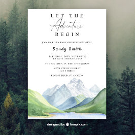 冒険を山の男の子の赤ちゃんシャワーを始める 招待状