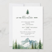 冒険を山の男の子の赤ちゃんシャワーを始める 招待状 (正面)