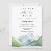 冒険を山の男の子の赤ちゃんシャワーを始める 招待状 (正面)