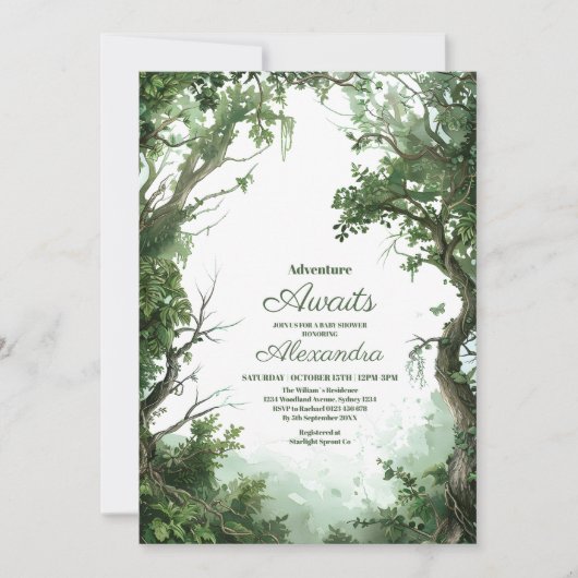 冒険を山の男の子の赤ちゃんシャワーを始める 招待状 (正面)