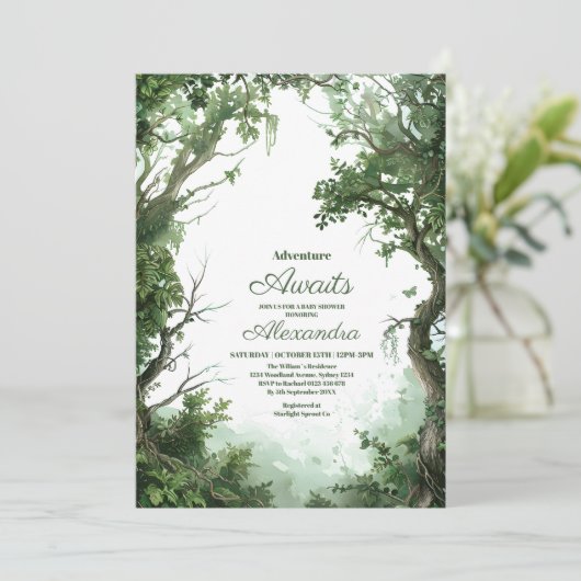 冒険を山の男の子の赤ちゃんシャワーを始める 招待状 (スタンド正面)