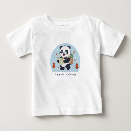 冒険を待つパンダ ベビーTシャツ (正面)