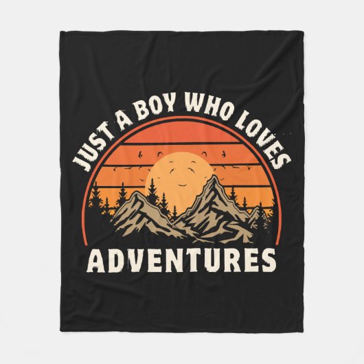 冒険を愛する少年 フリースブランケット (正面)