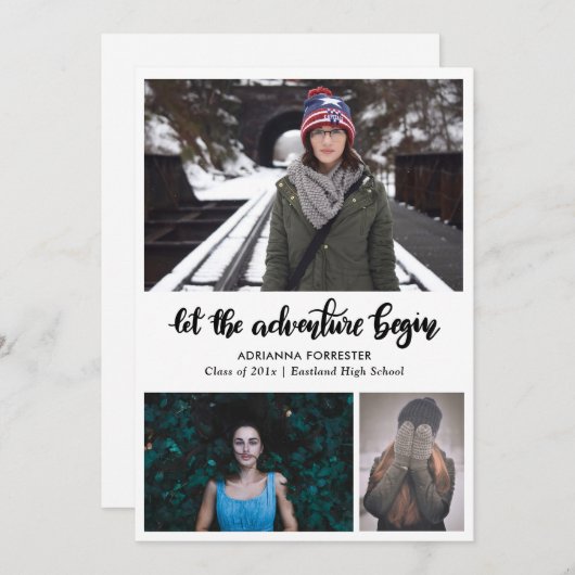 冒険を手書きで始める | 卒業 招待状 (正面/裏面)