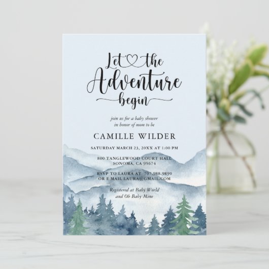 冒険を森の男の子の赤ちゃんシャワーを始める 招待状 (スタンド正面)